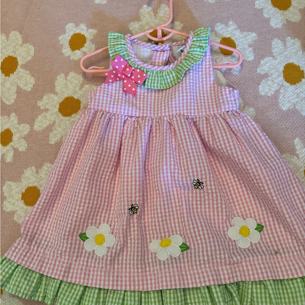 Rare Editions Pink and Green Gingham Dress